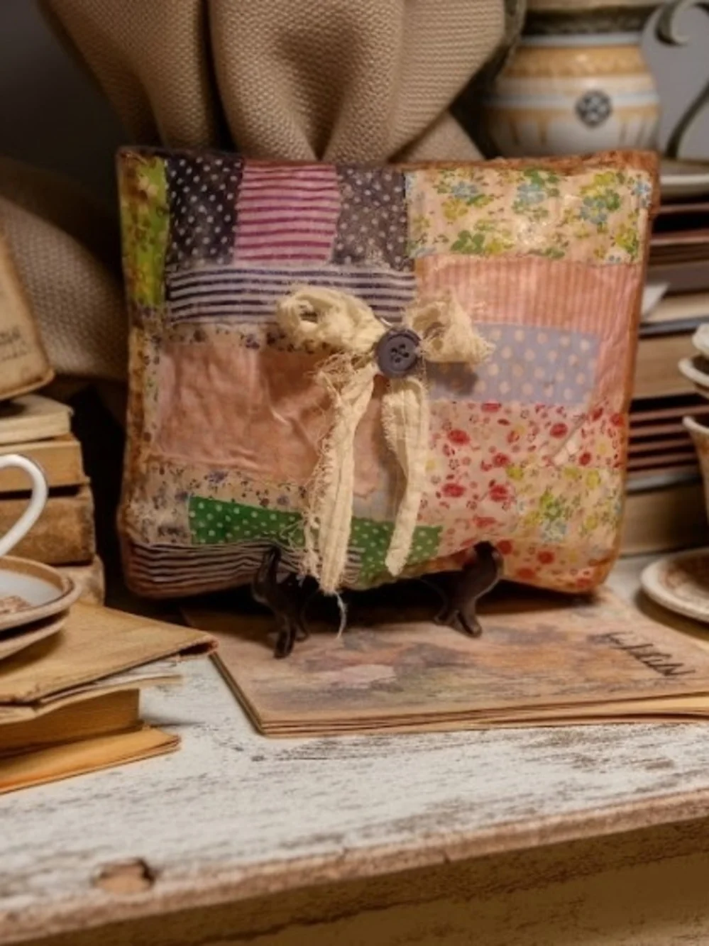 Handmade Patchwork Decorative Pillow - Multicolor